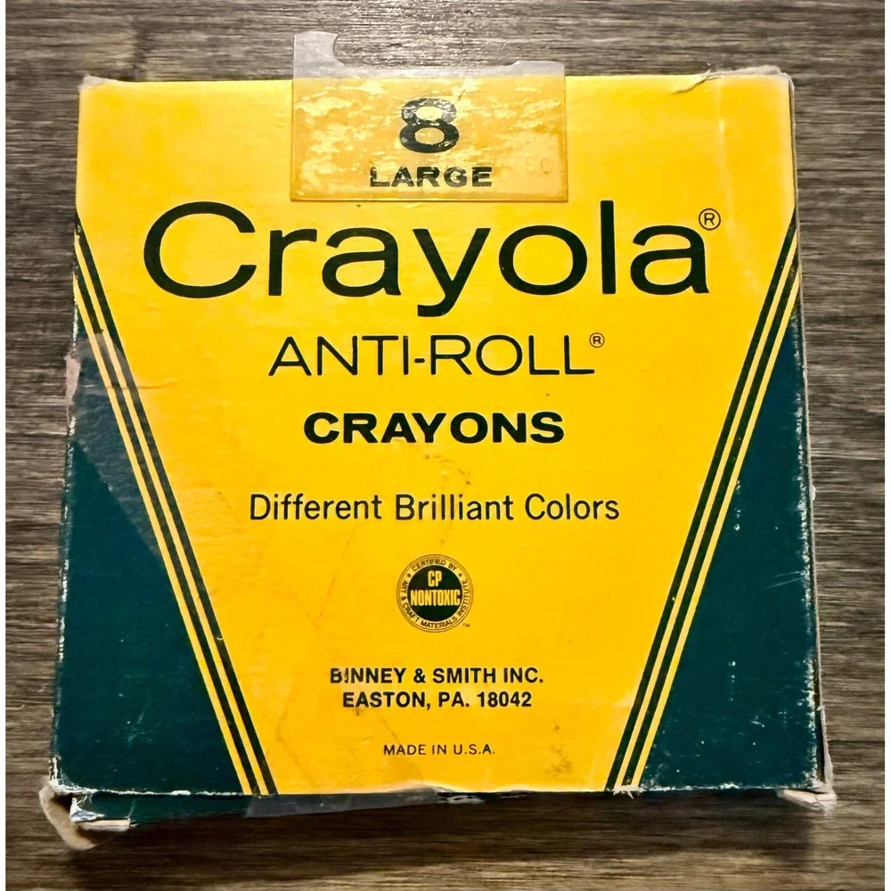 Crayola Anti-Roll Crayons Vintage Binney & Smith 8 Large Multi Fair 80-B USA